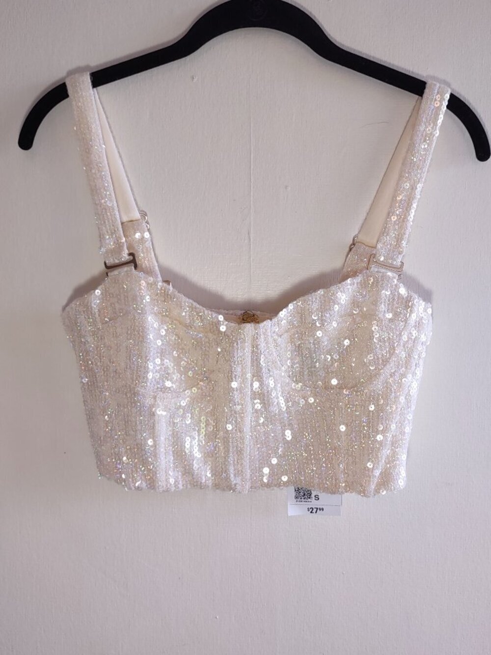 Forever 21 Sequin Bustier Cami Top Size Small Festival Party Sparkle Indie Glam - Picture 6 of 8